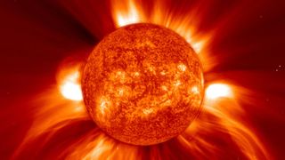 Large coronal mass ejection erupts from the sun.