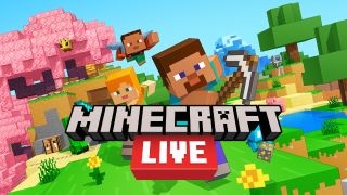 Official Minecraft key art with the "Minecraft Live" logo on top.