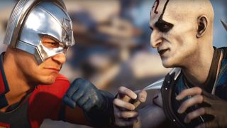 Peacemaker fighting Quan Chi in Mortal Kombat 1