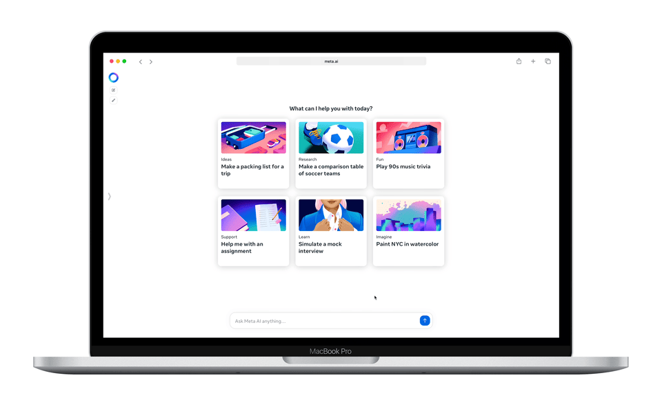Meta AI for desktop, being demonstrated on a MacBook Pro