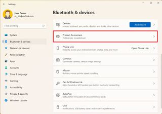 Open Printers and scanner settings