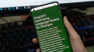 Image of smartphone with OpenAI ChatGPT loaded ready to use