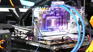 TecLab&#039;s liquid-cooled RTX 4090 Super, made from a 3090 Ti PCB and an RTX 4090 with higher-binned GDDR6X VRAM. Image caption