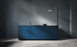 Dark navy kitchen island