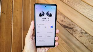 Anker Soundcore Space A40 showing transparency mode