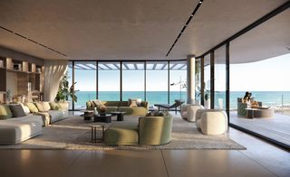 Living area with soft furnishings and panoramic sea view