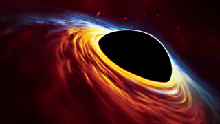 An illustration of a black hole surrounded by an accretion disk feeding it.