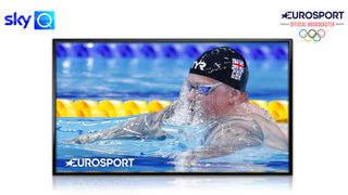 Sky advertisement showing a swimmer on a TV