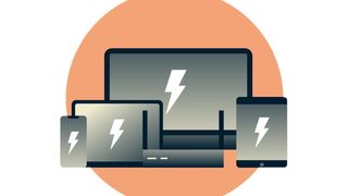 A lightning bolt displayed on a number of illustrated devices