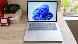 Microsoft Surface Laptop Studio 2 review unit open on desk