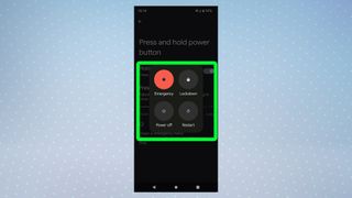 A screenshot from Android 12 showing the power-down menu