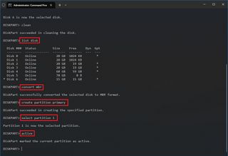 DiskPart convert mbr