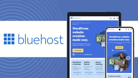 BlueHost on a TechRadar background