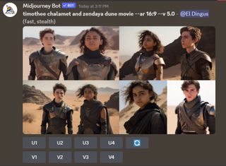 Midjourney v5 output vs original movie frames