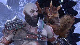 God of War Ragnarok Ratatoskr and Kratos