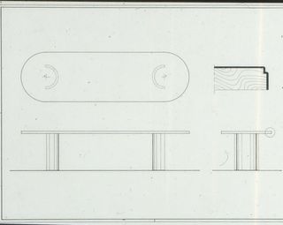 Drawing of the ‘Blevio’ table by Ignazio Gardella