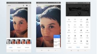 Screens of the Snapseed photo editing app