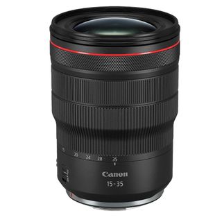 The Canon RF 15-35mm f/2.8L IS USM against a white background.