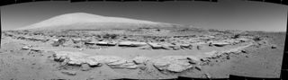 Martian Landscape With Rock Rows and Mount Sharp