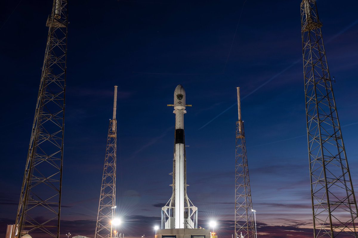 A SpaceX Falcon 9 rocket carrying the GPS III SV01 navigation satellite for the U.S. military stands atop its launchpad ahead of a Dec. 18, 2018 launch attempt from Cape Canaveral Air Force Station in Florida.