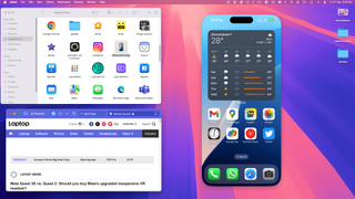 Screenshots of iPhone mirroring using iOS 18 and macOS Sequoia