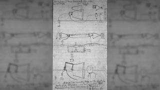 A drawing of the telephone by Alexander Graham Bell, 1876.