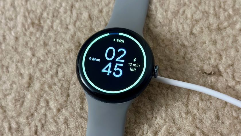 The Google Pixel Watch 3, charging close to 100%