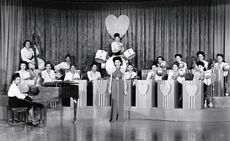 Still from ‘Regeneration: Black Cinema 1898-1971’ exhibition in Detroit, showing orchestra in the film ‘That Man of Mine’, 1946