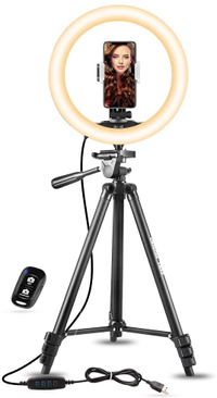 UBeesize 10-inch Selfie Ring Light with 50-inch extendable tripod