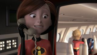 Elastigirl on a plane phone in The Incredibles