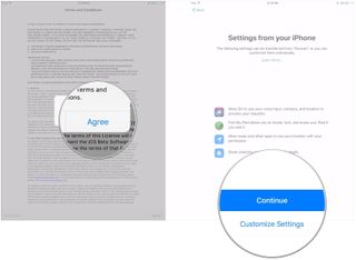 New iPhone setup showing steps to agree to Apple's Terms and Conditions