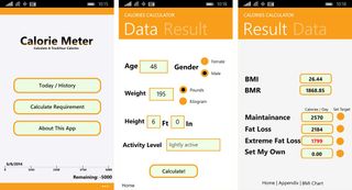 Calorie Meter Menu and Calculator