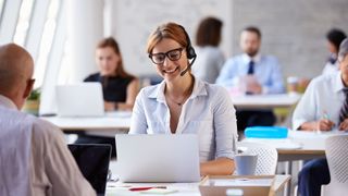 Woman on a customer service call