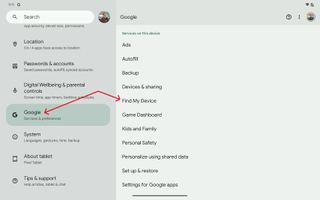 Set up Find My Device on Pixel Tablet