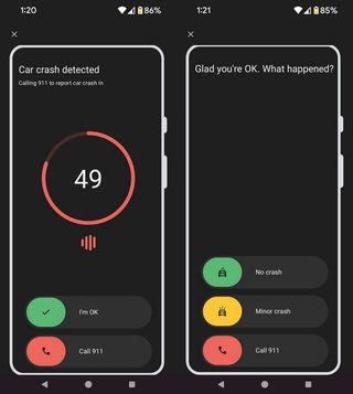 Car crash detection demo on Pixel 8 Pro.