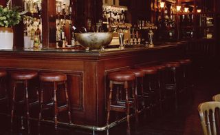 The bar counter at Marksman restaurant, London, UK