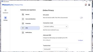 Malwarebytes Premium Plus VPN settings