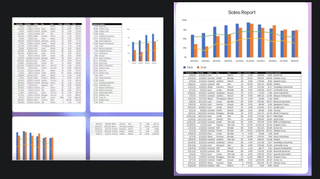 Before and After HP Print AI on some spreadsheet info