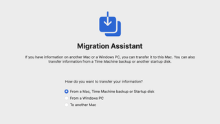 A screenshot of the Apple Migration Assistant that shows you how to transfer data to your new Mac from your old Mac