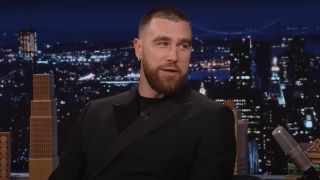 A screenshot of Travis Kelce on The Tonight Show.