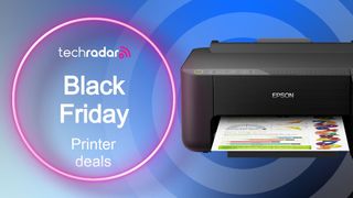 Black Friday text next to a printer