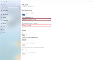 Windows 10 multiple displays taskbar settings