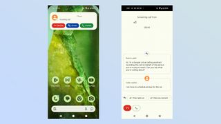 Screenshots of Call Assist on Pixel 8a.
