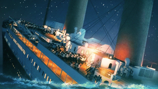 A computer generated image of the The Titanic sinking into the foaming water on the night of April 14, 1912 (iceberg not pictured) from the 'Mysteries From the Grave: Titanic' 