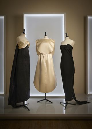 Cristóbal Balenciaga: Master of Tailoring installation shots at SCAD FASH Museum