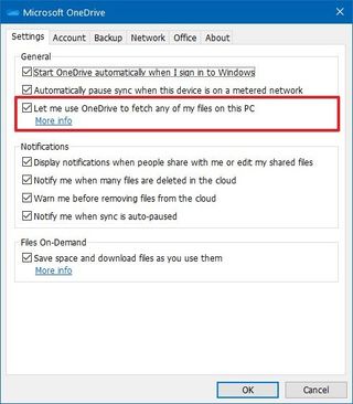 Let me use OneDrive to fetch any of my files on this PC
