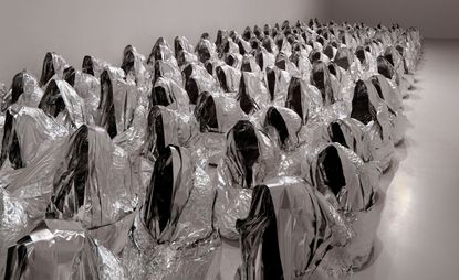 Ghost, 2007 was Kader Attia’s breakthrough work, a large mass of kneeling bodies made of layers of aluminium foil