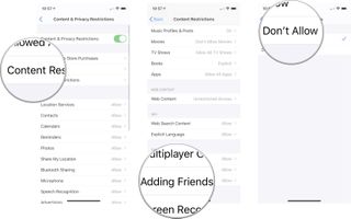 Tap Content Restrictions, tap Adding Friends, and then tap Don't Allow.