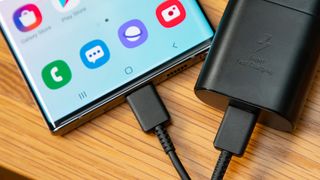 An Android phone on charge