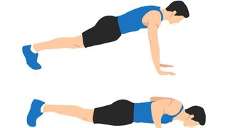 Image of person performing a push-up from starting position to chest to floor